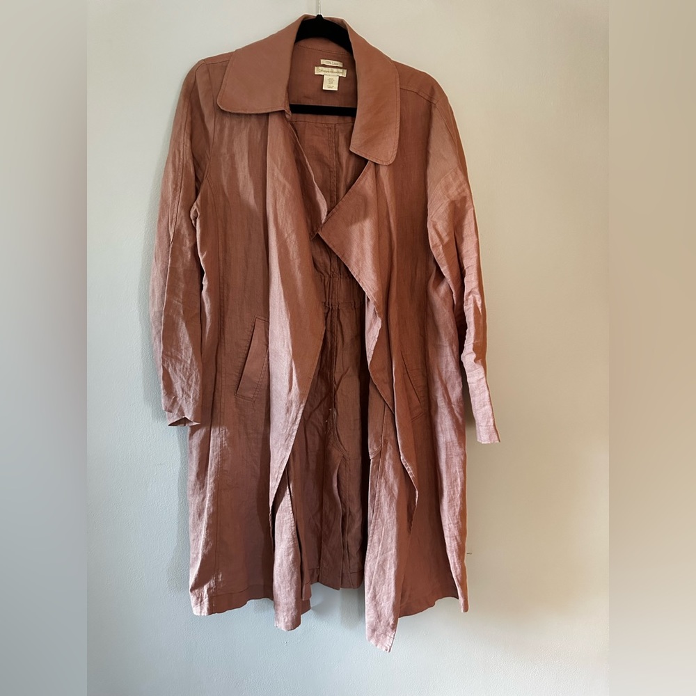 Catherine Malandrino Linen Trench Coatigan; size medium, light pink color